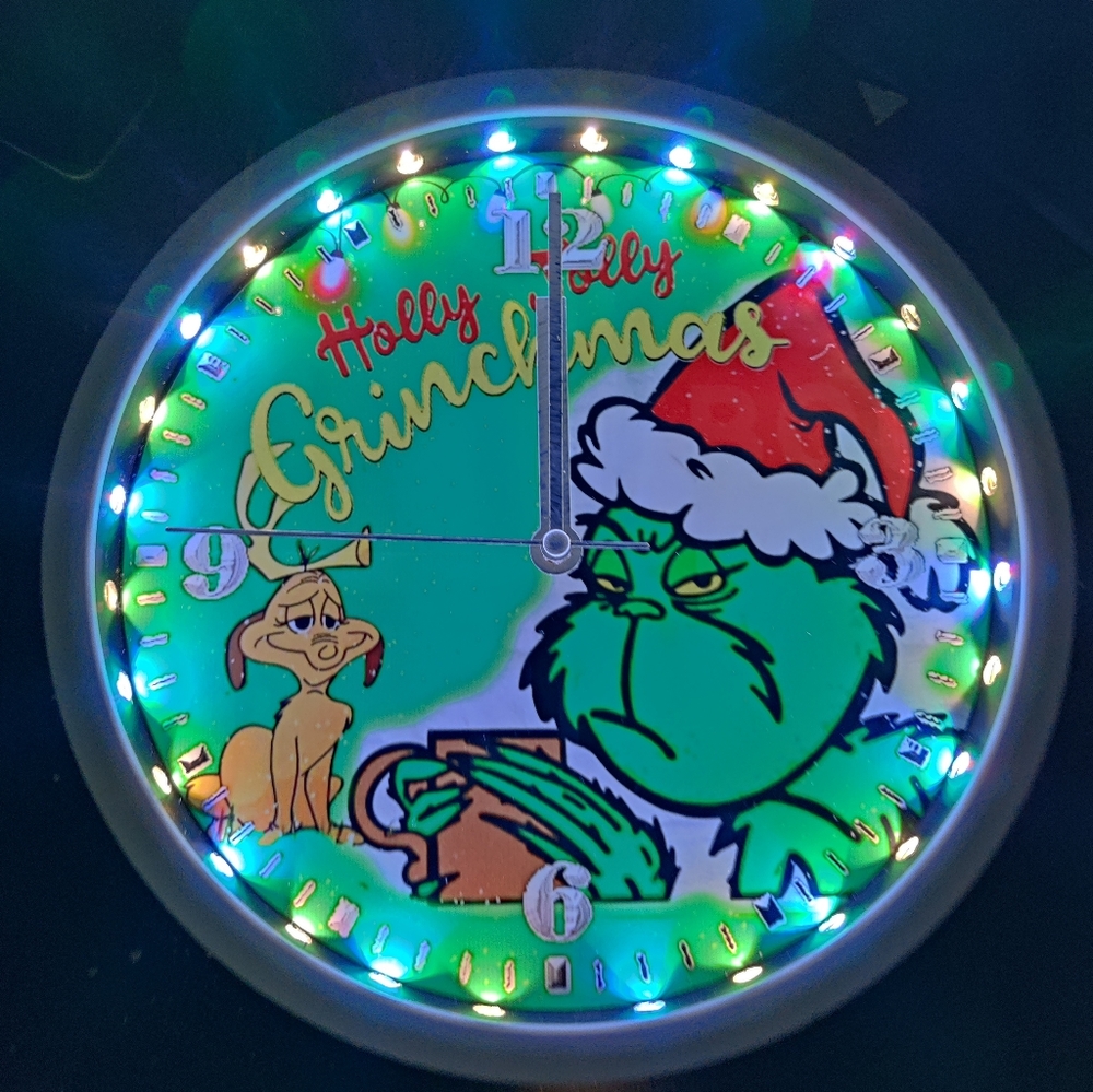Grinch led lights clock personalized